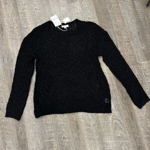 Cozy Black Open Work Oversized Sweater Sz Medium